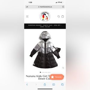 Girls Nununu puffer jacket. GORGEOUS! size 4-5 like new (no face mask)